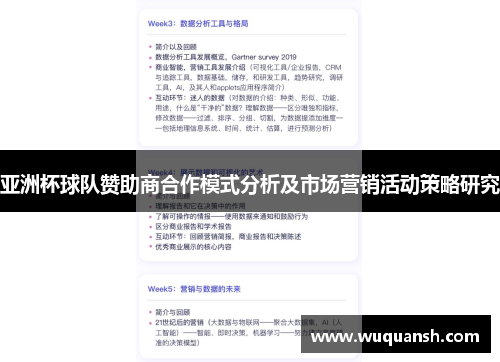 亚洲杯球队赞助商合作模式分析及市场营销活动策略研究